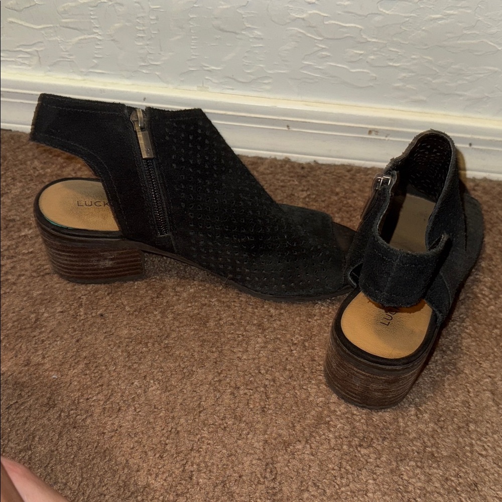 Lucky Beand Black Women's Open-Toe Ankle Boots - Picture 5 of 5